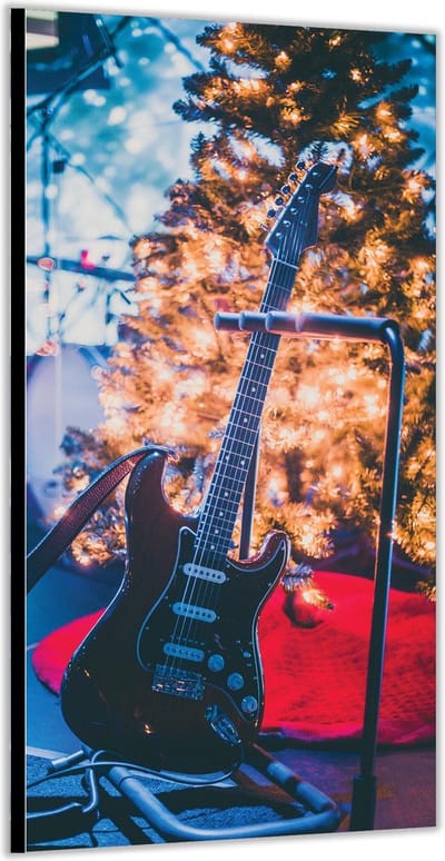 KuijsFotoprint - Schilderij - Basgitaar Standaard - Groen, Bruin En Rood - 200 X 100 Cm