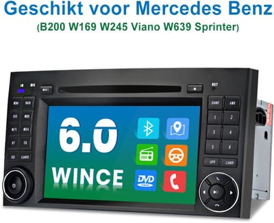 Junsun Wince 6.0 Autoradio met CD DVD Speler Geschikt voor Mercedes-Benz A/B Klasse/Vito W169 W639 W245, GPS-Navigatiesystem, Bluetooth, RDS, DSP, SWC, 7-inch Touchscreen, Plug & Play met scherm