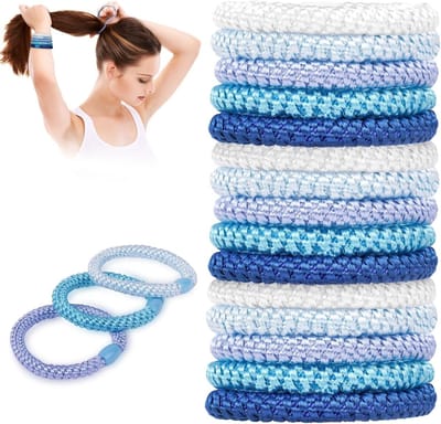 15 Stuks Gemengde Kleur Elastische Haargummis voor Vrouwen en Meisjes, Zachte Woven Ponytail Houders voor Dikker en Krullend Haar, Geen Schade aan het Haar