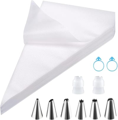 Wegwerpspuitzakken Set - 100 Stuks 20x30 cm met Diverse Spuitmonden en Accessoires voor Taartdecoratie