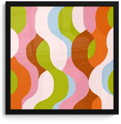 Poster in lijst - Fotolijst 40x40 cm - Posters - Abstract - Vormen - Roze - Posterlijst zwart - Decoratie - Wanddecoratie woonkamer - Muurdecoratie slaapkamer
