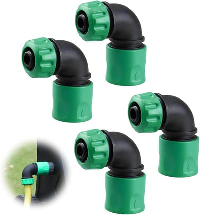 Hose Connector Set voor Tuinirrigatie en Autowassen, 90 Graden Hoekadapter, 12-13 mm, 4 Stuks Groen