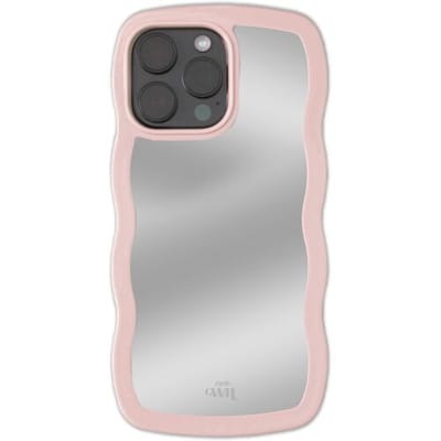 xoxo Wildhearts Wavy mirror case Pink telefoonhoesje - Geschikt voor iPhone 13 Pro - Golvend spiegelhoesje - Wolken hoesje - Schokbestendig - Cloud case - Silicone case met spiegel - Roze