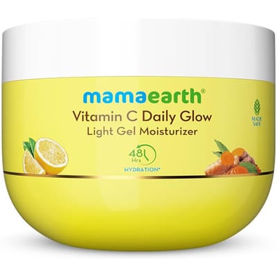 Mamaearth Crème Hydratante Gel Vitamine C 200g Pour une Peau Éclatante Hydratation | Crème Visage Légère Sans Huile Pour Tous les Types de Peau Usage Quotidien yellow