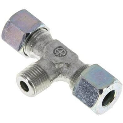10S & M16x1.5 (con) Verzinkt Stalen T-stuk Snijringkoppeling Buitendraad 640bar ISO 8434-1