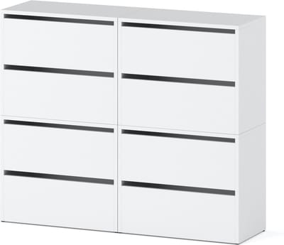 Meubel Square - Schoenenkast STEP - Set van 4 - Mat Wit - Modulaire schoenenkast zonder handgrepen