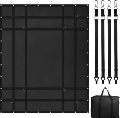 Bagagenet, 183 X 144 cm, Robuust Bagagenet met 4 Verstelbare Banden, Karabijnhaken en Rubberen Haken, Duurzaam, Zwart