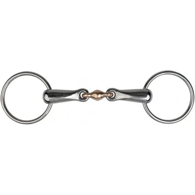 Dubbele ring paardenbit met koperen schakel Metalab