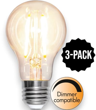 3-Pack | Standaard bol - E27 - 8W - Extra Warm Wit - 2700K - Dimbaar - Filament - Helder