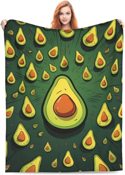 Leuke Avocado Cartoon Deken voor Bank en Bed - Zachte en Warme Plaid voor Kinderen en Dames