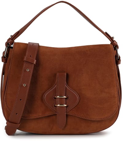 COCCINELLE Leren handtas schoudertas Mavery Suede BI Handbag Suede Leather / Micro Gra. Le. Cognac / Cognac bruine