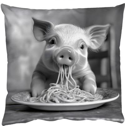 Sierkussens - Kussentjes Woonkamer - 50x50 cm - Varken - Schattig - Spaghetti - Zwart wit - Dier