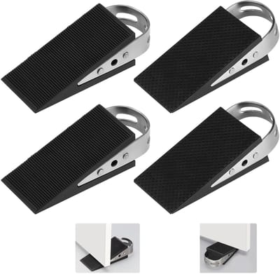 Dailygoods- Deurstoppers 4 Stuks - Rubber/roestvrij staal - Antislip - Trillingsremmend - Robuust - Geschikt voor badkamer/balkon/kinderkamer/terras - Deurbuffer