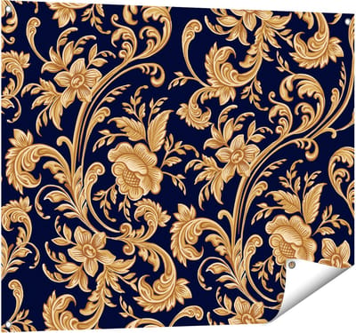 Gards Tuinposter Decoratieve Gouden Bloemen Achtergrond - 100x80 cm - Tuindoek - Tuindecoratie - Wanddecoratie buiten - Tuinschilderij