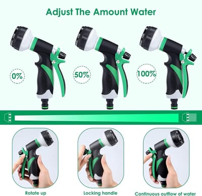 Multifunctionele verstelbare watersproeier voor gazon en tuin, autowassen en huisdierbaden - Set van 2 met 8 functies voor optimale irrigatie en gebruiksgemak