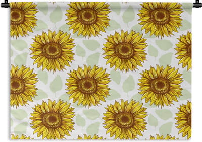 Wandkleed - Wanddoek - Zonnebloem - Patronen - Bloemen - 120x90 cm - Wandtapijt