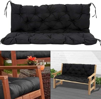 Buitenschommelkussen - Tuinkussen dik - Comfortabel Zitten - UV-bestendige stof - 150 x 100 cm - Zwart