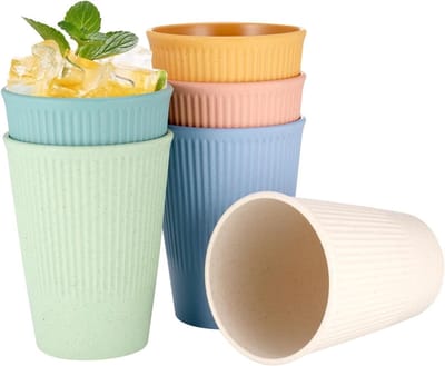 Set van 6 Onbreekbare Drinkbekers 300ml - Herbruikbare Plastic Bekers voor Sap, Thee, Melk en IJswater, Veilig voor Magnetron en Vaatwasser