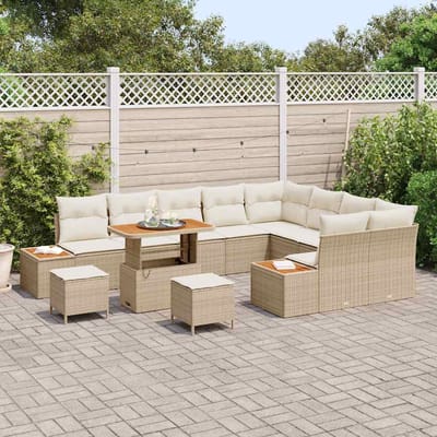 vidaXL - Tuinbank - Set - 12 - st - 11-Aantal - zitplaatsen - Beige - Poly - rattan