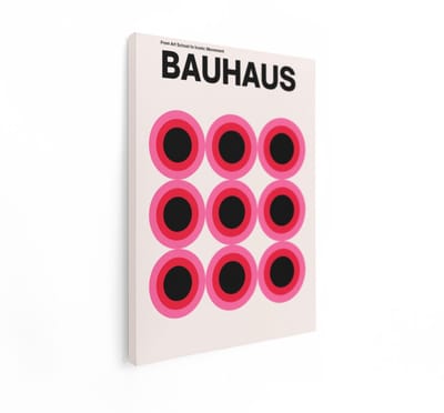 Artaza Canvas Schilderij Bauhaus Poster - 90x120 cm - Wanddecoratie Abstract - Muurdecoratie Modern - Geometrische Decoratie Roze