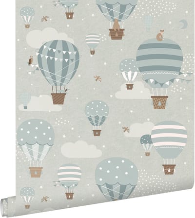 ESTAhome behang luchtballonnen blauw - 53 cm x 10.05 m - 131345