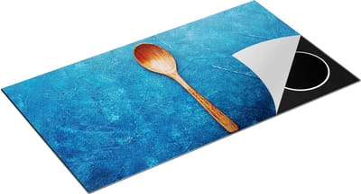 Chefcare Inductie Beschermer Lepel op Blauwe Marmer - 95x50 cm - Afdekplaat Inductie - Kookplaat Beschermer - Inductie Mat