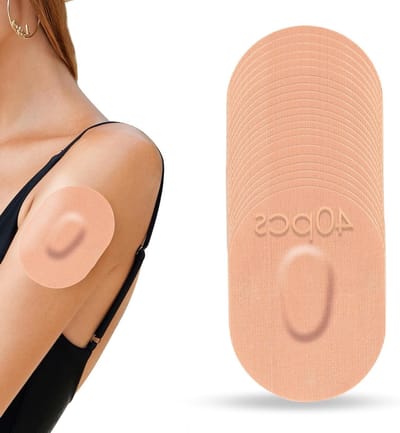 40 Packs Waterproof Adhesive Patches voor Glucose Sensor Bescherming - Dexcom G6 Compatibel, Zweetbestendig en Ademend (Beige)
