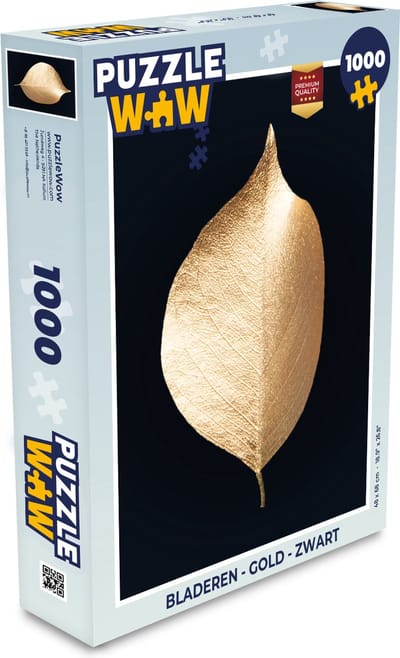 Puzzel Bladeren - Goud - Zwart - Planten - Luxe - Legpuzzel - Puzzel 1000 stukjes volwassenen