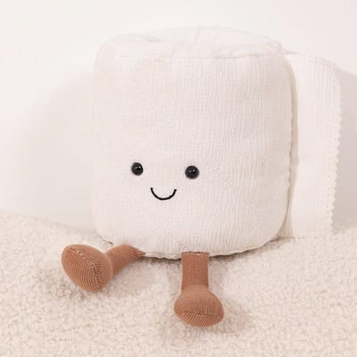 Poupée en peluche mignonne en rouleau de papier toilette, créative et kawaii, pendentif en forme de poupée, cadeau pour amis, sans étiquette 15CM blanc