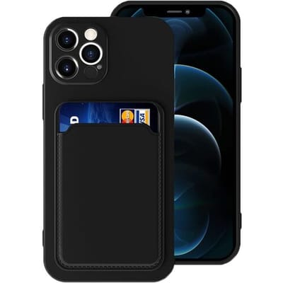 ShieldCase Siliconen hoesje met pasjeshouder geschikt voor iPhone 13 Pro - hoesje met pashouder - ruimte voor pasjes - optimale berscherming - Zwart