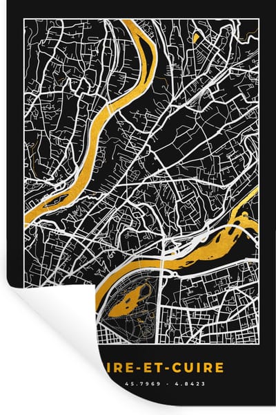 Muurstickers - Sticker Folie - Kaart – Stadskaart – Frankrijk – Caluire-er-Cuire - Plattegrond - 20x30 cm - Plakfolie - Muurstickers Kinderkamer - Zelfklevend Behang - Zelfklevend behangpapier - Stickerfolie