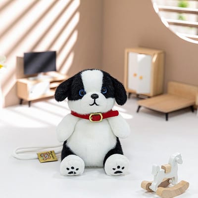 Palm Treasure Mini Pop Hanger Border Collie Pluche Speelgoed Pop Puppy Schooltas Hangende Decoratie Sleutelhanger Pop [Lying posture 22cm; sitting posture 15cm] black