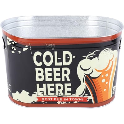 Seau à bière avec poignée latérale Élégant Anti-rouille Ovale Grande capacité Seau à glace à champagne pour bar Barbecues Cold Beer Here Small Type