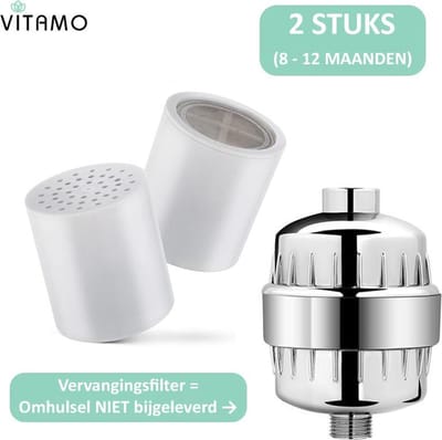 VITAMO™ Vervangingsfilter Douchefilter 2 Stuks - Geschikt voor 15 Stage Douchefilters - Wit Binnenfilter - Tot 24 Maanden Gebruik