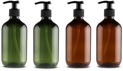 Dailygoods- Zeepfles 500ml - Navulbare Kunststof - Set van 2/4 - Handzeepdispenser - Pomp - Antislipdraad - Schokbestendig - Dispenserfles