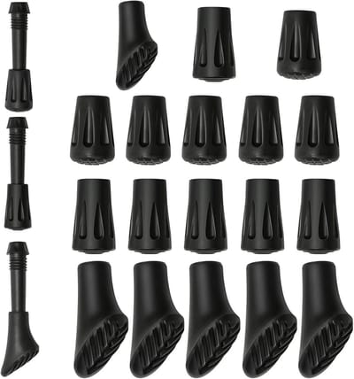 Rubber Buffers voor Nordic Walking Stokken - 18 Stuks, Antislip en Schokabsorberend, Geschikt voor Asfalt, Grind en Bergen, Universeel voor Alle Veelvoorkomende Wandelsystemen