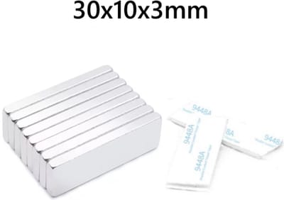 TLVX 5 stuks Zeer Sterke Magneten met 3M Dubbelzijdige Tape / Platte magneten / 30x10x3mm / Zinaps / Magneet / Zelfklevende magneten / Magneet deur / Kastdeuren magneet / Zilveren magneet / Magnetische Sluitingsdeur / Lade Sluiting