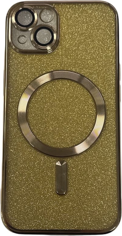 Glitter Telefoonhoesje Geschikt voor Magsafe met Camera Bescherming voor iPhone 13 - FuturiQ - Goud