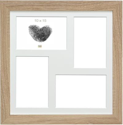 Deknudt Frames multifotolijst - naturel - collagelijst voor 4 foto's 10x15cm - met passe-partout