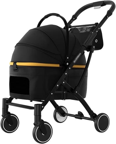 Huisdier Kinderwagen - Hondenbuggy - Comfortabel Vervoer - 2-in-1 Reissysteem - Tot 33 kg - Zwart