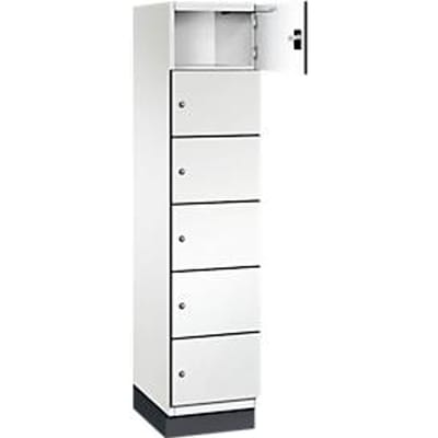 C+P Cambio lockerkast, 1 vak, 6 vakken, met plint, B 400 x D 525 x H 1980 mm, verkeerswit/wit