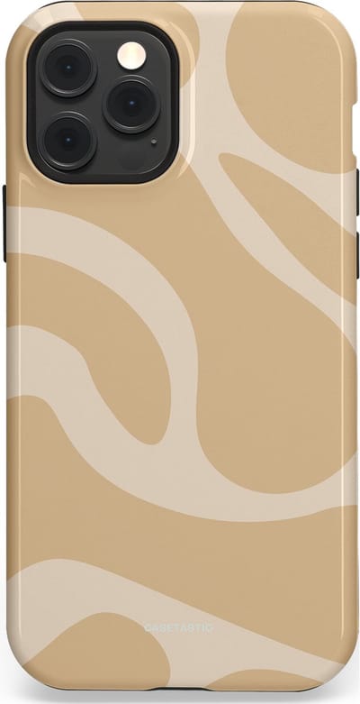 Casetastic hoesje geschikt voor Apple iPhone 12 / Apple iPhone 12 Pro - MagSafe - Dubbellaagse bescherming - Aesthetic Beige Wave Clean Girl - Fashion Case - Beige