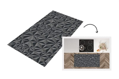 Keukenloper - Loper keuken - Geometrie - Grijs - 3D - Patronen - 120x60 cm - Keukenloper vinyl