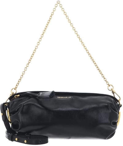COCCINELLE Leren schoudertas handtas Roll Shiny Smooth Handbag Leather Noir zwart