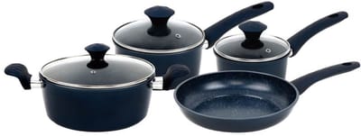 Batterie de cuisine forgée revêtement en marbre Bleu 7 pièces Herzberg HG04685-BLU