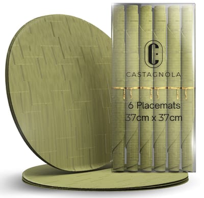Castagnola Placemats - Placemat van Kunststof - Onderlegger - Onderzetter - Placemats Plastic en PVC - 6 Stuks - Diameter 37cm - Groen