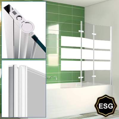 Badwand 3-Delige Inklapbaar Badwand 120x140cm 5mm Helder Veiligheidsglas Nano Coating Aluminium Profiel Badscherm
