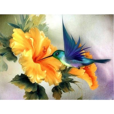 Diamant peinture petit moineau et fleur 3D point de croix diamant broderie mosaïque diamants 20X30CM yellow