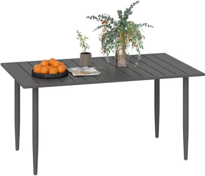 Outsunny Eettafel voor in de tuin Staal, Metaal 150L x 90B x 73H cm Zwart