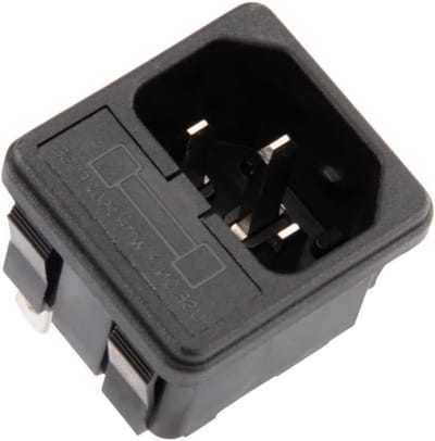 Voedingsconnector met Zekeringhouder - Stroomconnector Stekkerblok - Elektrische Verbindingen - Geïntegreerde Zekeringhouder - 34x30x30mm - Zwart